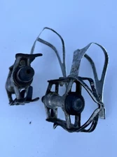 Vintage Ofmega Black Mistral Pedals and Christophe Clips - Used