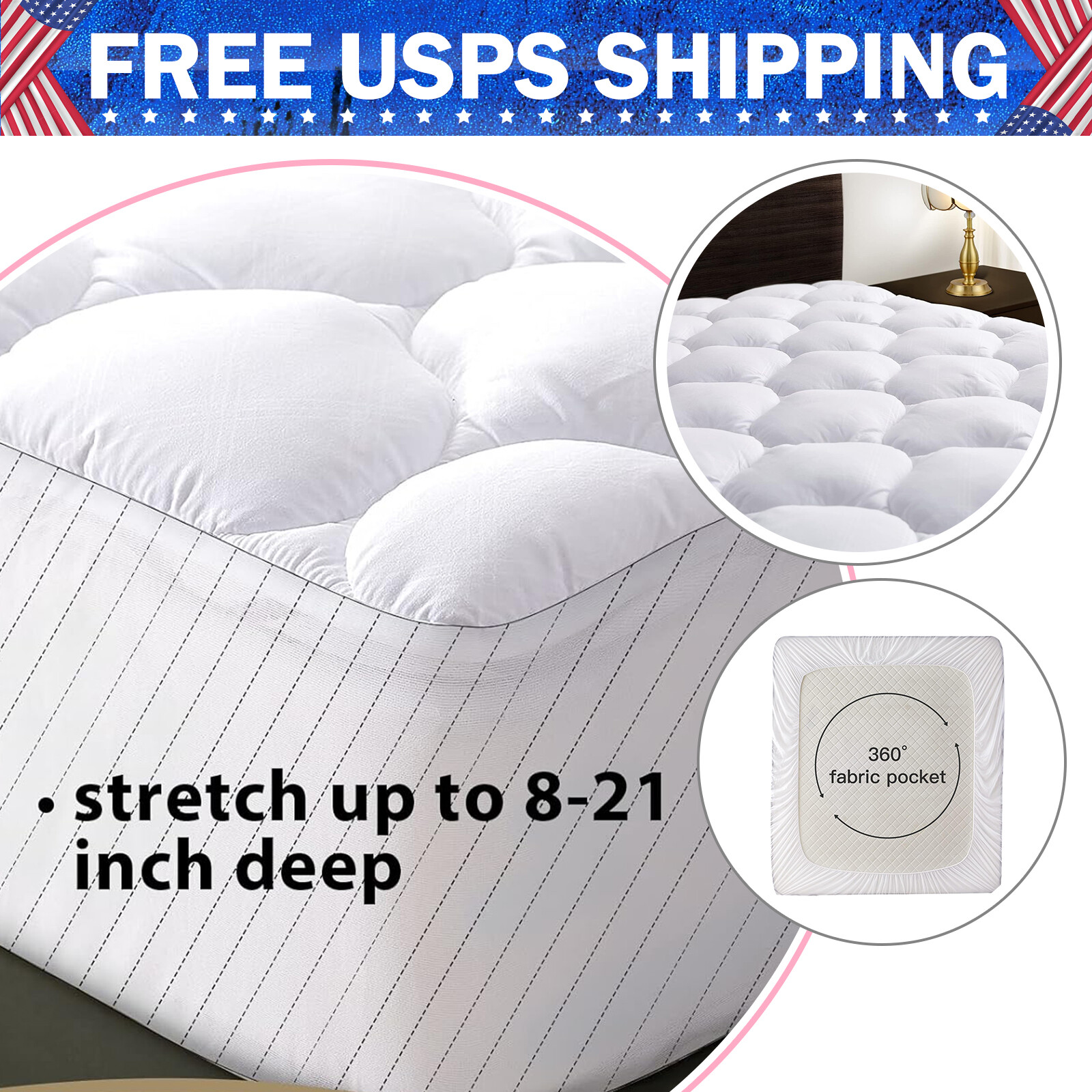 Mattress Topper Back Pain Relief Mattress Pad Protector Cover Queen