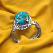 Natural Blue Copper Turquoise 925 Sterling Silver Jewelry Ring All Size Gift DA