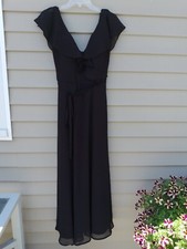 Mori Lee Black Formal V-front and back sheer ruffle sleeves dress Size 8