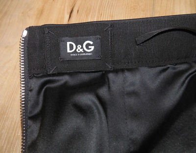 Dolce Gabbana D&G Black Pencil Skirt Silver Zipper Size 40 RN