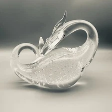 Bubble Glass Dragon Figure Steuben Art Crystal Dragon with Controlled Bubbles