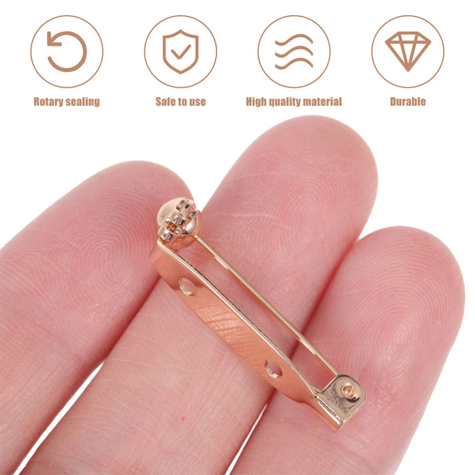 10Pcs Diy Backs Bar Brooches with Holes Pin Brooch Closures Safety Catches - Image 3 of 4