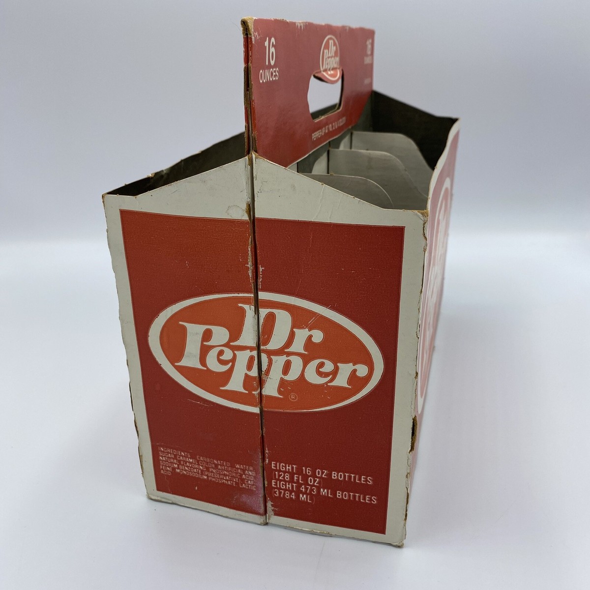 Vintage Dr. Pepper 16 ounce Bottle Eight Pack Cardboard Carrying