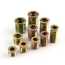 M6 M8 M10 Iron Furniture Hex Drive Flat Head Nut Screws Threaded For Wood Insert