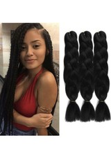 Black Kanekalon Jumbo Braiding Hair Extensions Fiber For Braiding 84 3 Pack