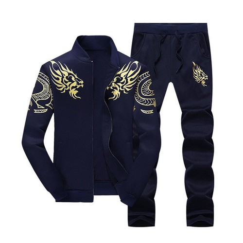 2pcs Men Sports Track Suit Set Tracksuit Sweat Hoodies Jacket Coat + Pant - Picture 4 of 4