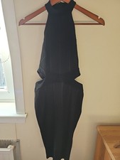 Bodycon Cot Out Halterneck Black Dress Size 8 Hideen Back Zip