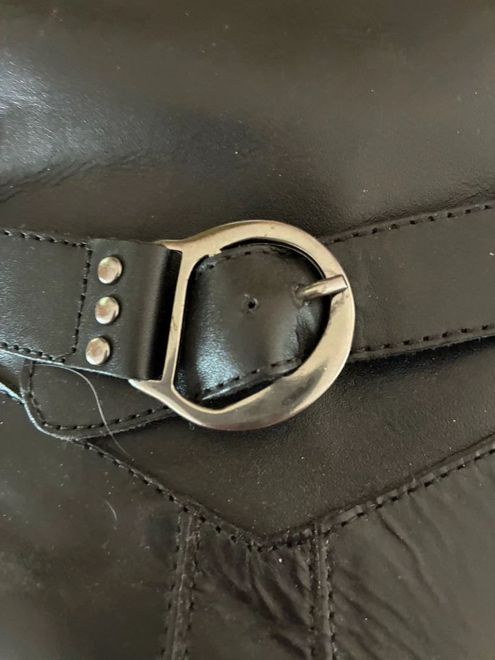 NEW COLDWATER CREEK Riding Boots Sz 7.5M Black Leather Side Zip Knee High - Image 4 of 4