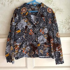 Chico's Floral Lightweight Stretch Jacket Multicolor Cotton Blouse Size 3 / XL