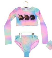 Afro Unicorn Two-Piece Swimsuit Size Small 6-7 Multi color