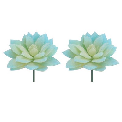 2 Stück Künstliche Sukkulenten Pflanzen für falschen Lotus Blauverlauf