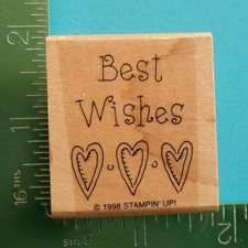 Stampin Up BEST WISHES Saying with HEARTS Rubber Stamp 2