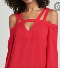 BCBGMAXAZRIA "Weiss" Cold Shoulder Dress-Red Berry-Medium