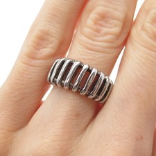 925 Sterling Silver Vintage Ribbed Oxidized Ring Size 6