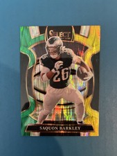 2025 Panini Select - Concourse Saquon Barkley #90 Green & Yellow Shock Prizm