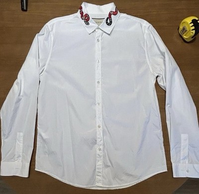 Gucci King Snake Duke Long Sleeve White Collar Button Up Shirt