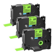 3 PK Black on Fluorescent Green Label Tape for Brother TZ-D41 TZe-D41 18mm 3/4"