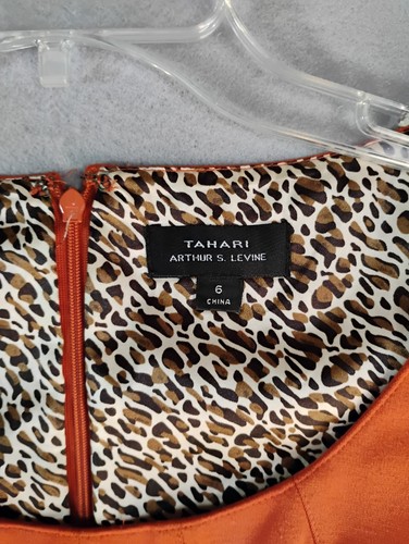 Abito donna Tahari 6 arancione cappuccio manica scollo a scoop dietro zip tinta unita foderato abbigliamento da lavoro - Foto 3 di 9