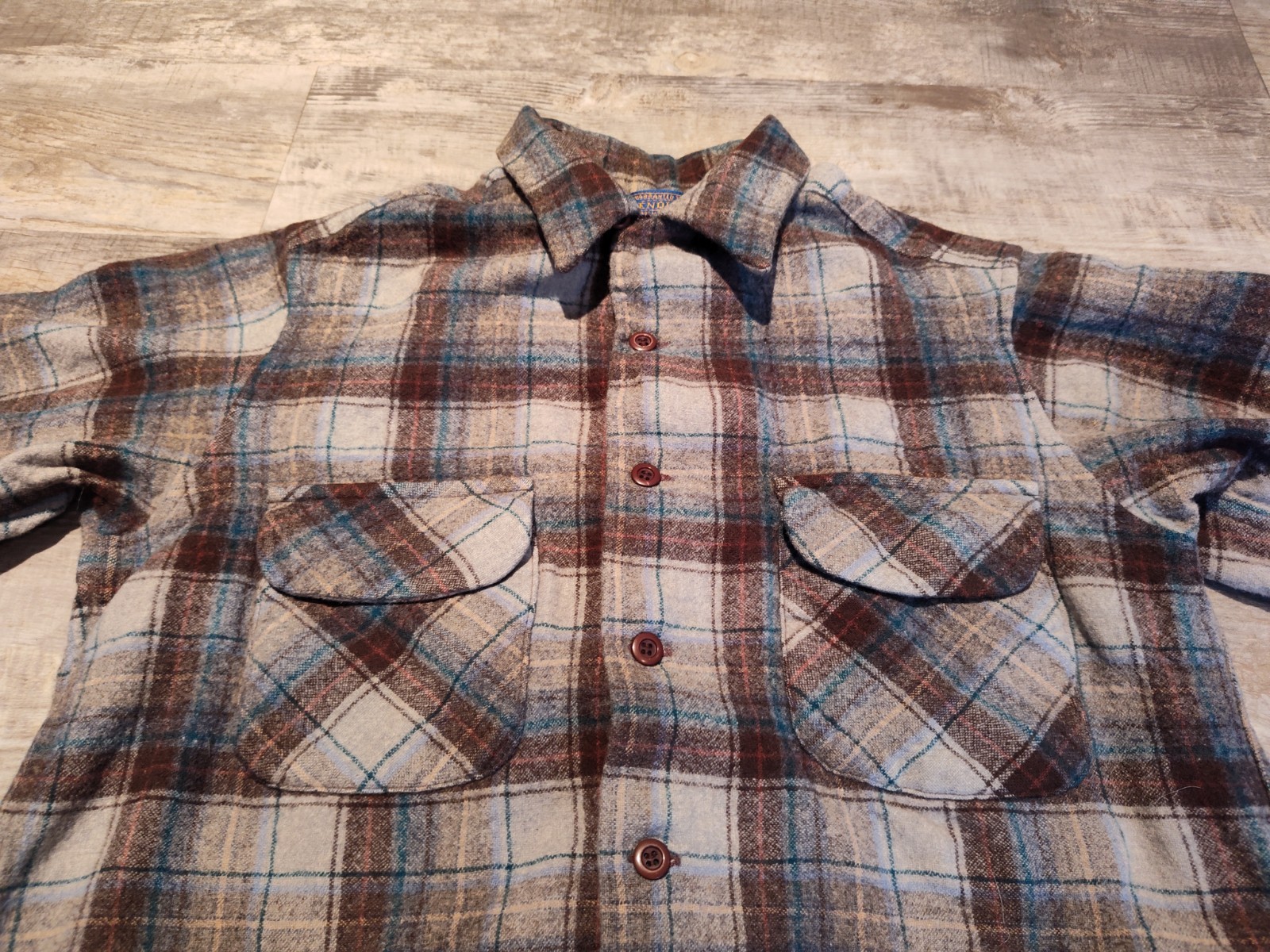 Vintage Pendleton Plaid Button Up Wool Leather Bo… - image 4