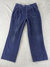 Vintage LL Bean Pants Mens 36x30 Blue Corduroy Pleated Dress Classic Fit USA