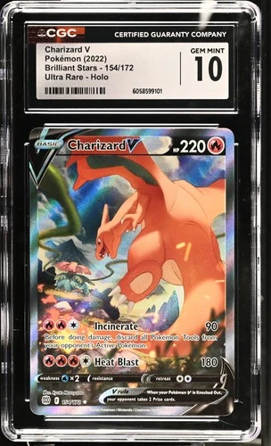 CHARIZARD V Brilliant Stars Holo Alt Art #154 CGC 10 Gem Mint Pokemon