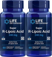 Life Extension Super R-Lipoic Acid 240 mg, 60 Vegetarian Capsules Pack of 2 