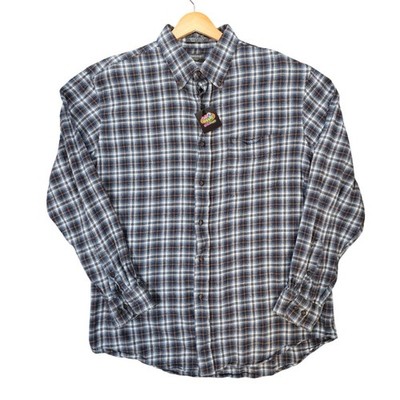 Arrow Flannel Shirt Mens Large Blue Excellent Plaid Button Down