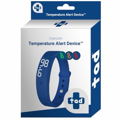 tad Wearable Digital Thermometer Temperature Alert Device Blue Wristband