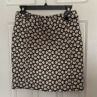 Banana Republic Black/Ivory Geometric Pencil Skirt Cotton Canvas Zip Sz S