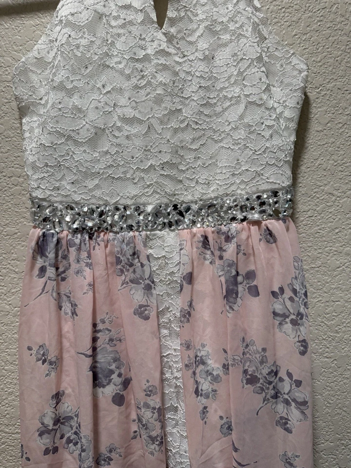 Speechless Kids белый цветочный кружевной комбинезон и розовый цветочный открытый макси юбка размер 16 - Изображение 3 из 4