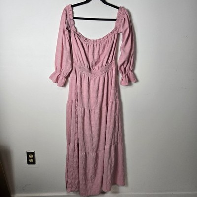 pink milkmaid dress ZAFUL Knot Slit Milkmaid Dress In LIGHT PINK