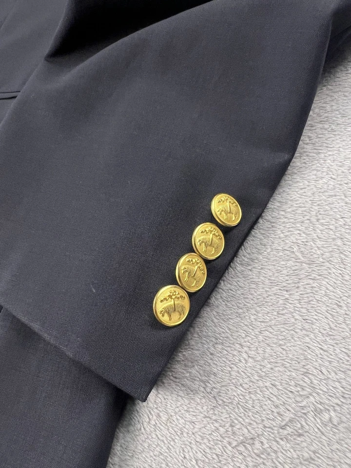 Brooks Brothers Brookscool Blazer 36R темно-синий с золотыми пуговицами классическая куртка - Изображение 3 из 4