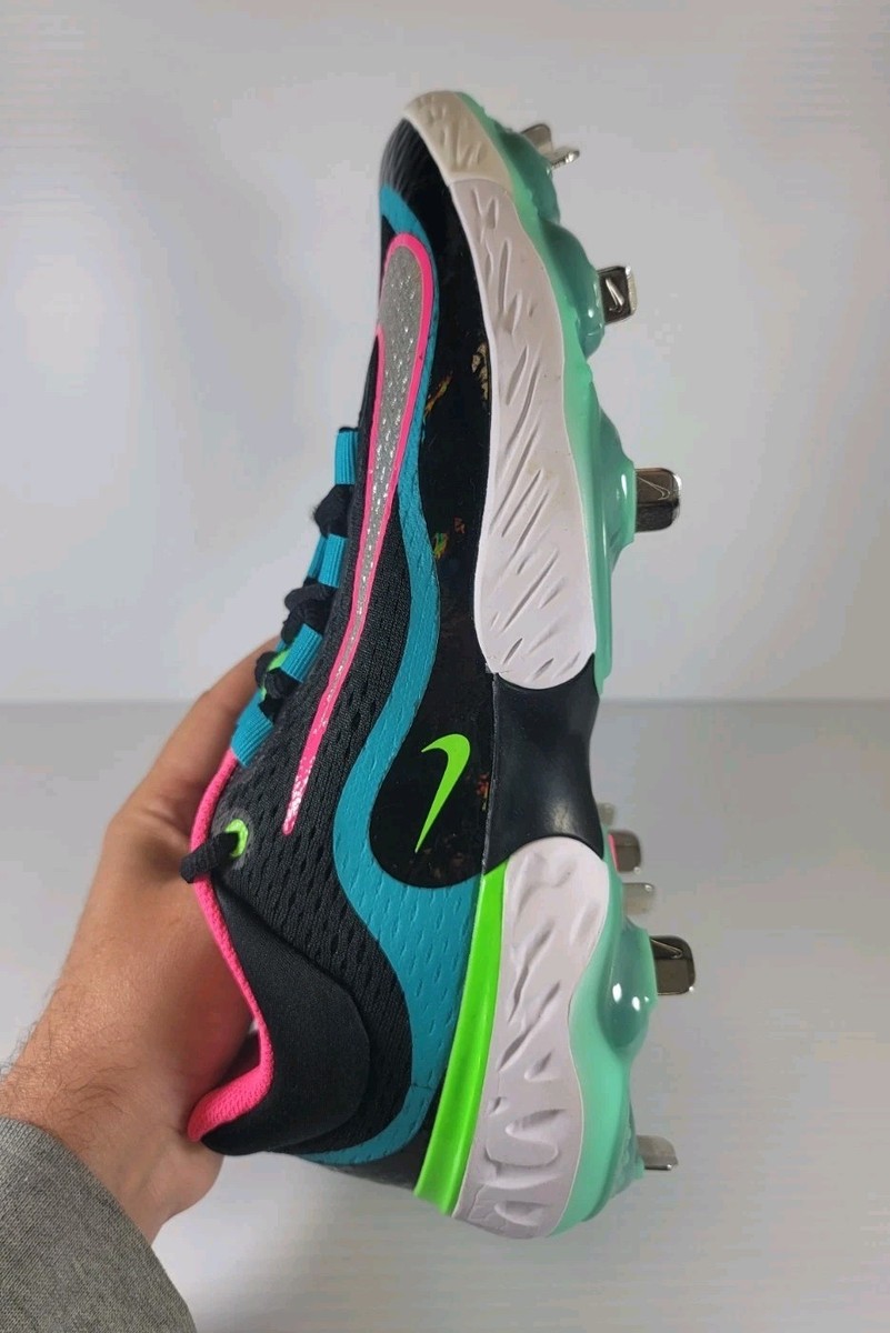 Nike Alpha Huarache Elite 4 Low Black Teal Pink Baseball Cleats Metal Mens Sizes Men main image 4