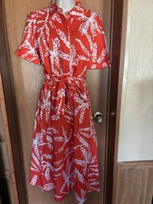 DKNY Orange and White Floral Maxi Shirt Dress Vintage size 8