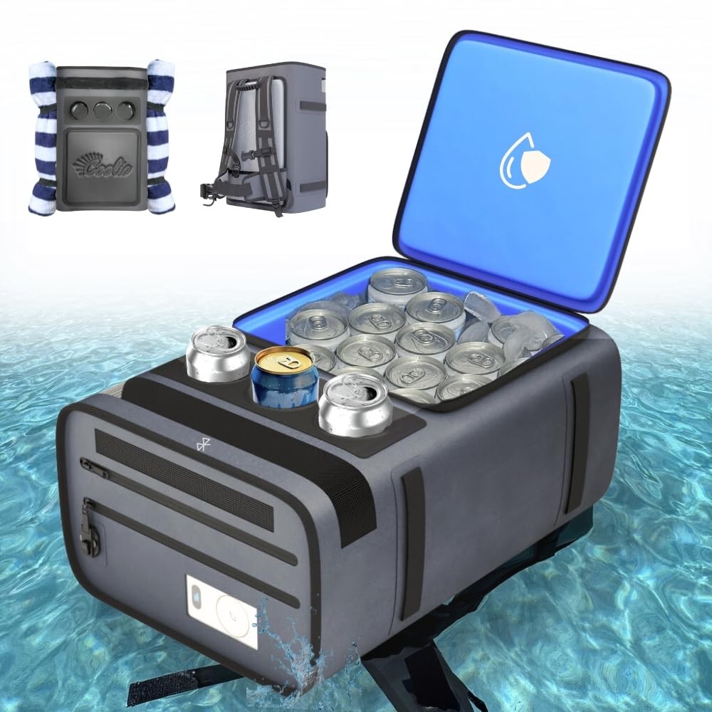 Portable Backpack Cooler with 10,000mAh Battery 18-Can Capacity Waterproof Music Play-image