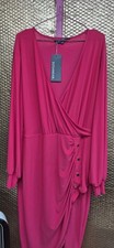 BNWT Sosandar Size 20 Pink Wrap Style Long Sleeve Maxi Dress (126/264/v)