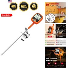 Candy Thermometer with Pot Clip, 10" Long Probe Instant Read Meat Food Thermo...