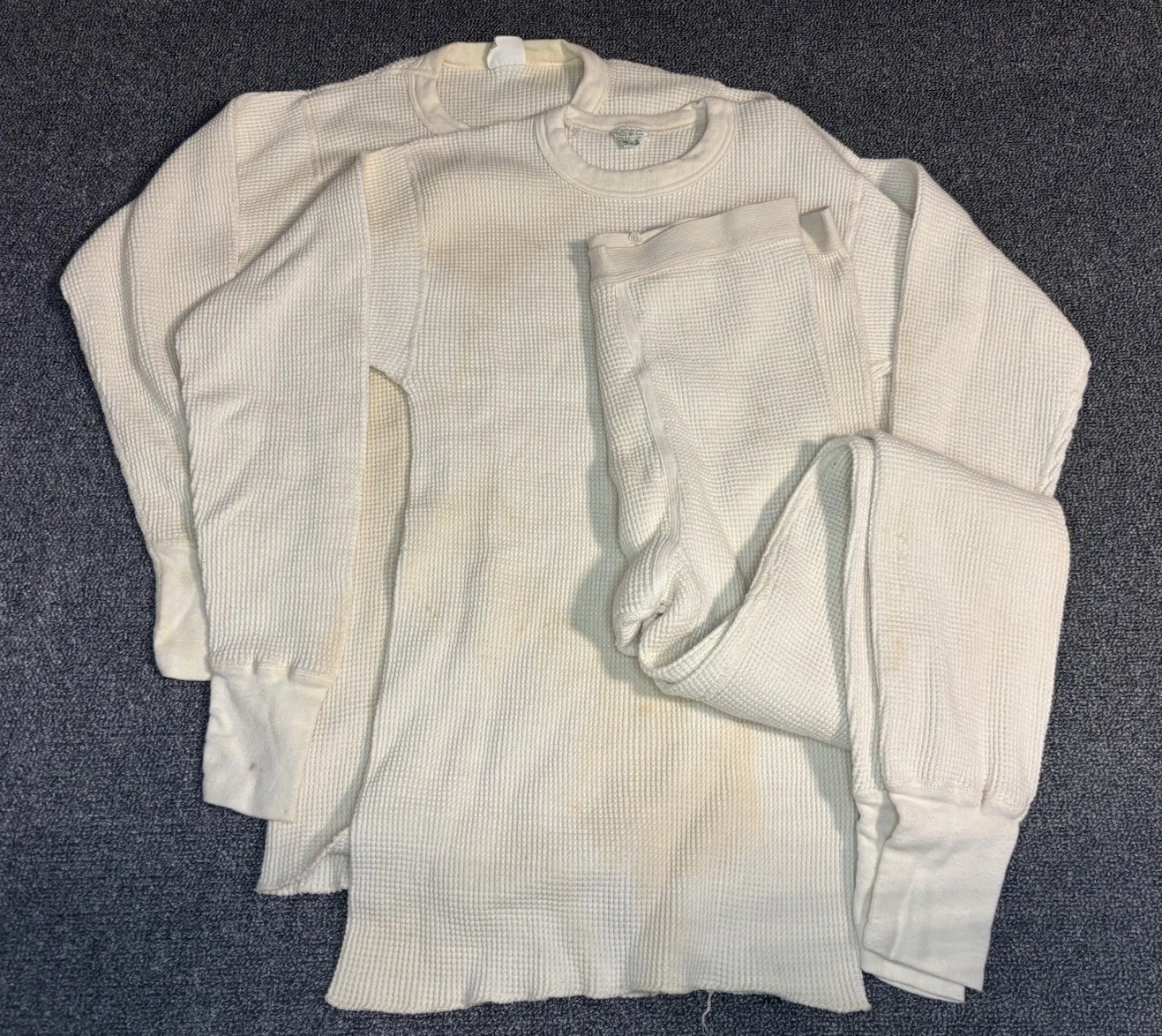 Vintage 70s Sears Men's Store 3pc Thermal Set - Distressed Grunge Waffle Cotton