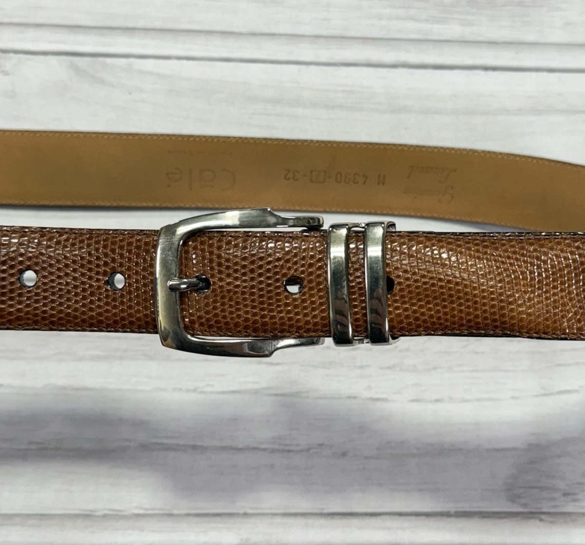 Vtg Cale Sarah Peck Black Lizard Crocodile Leather Belt Silver Gold Accents M cale belt products for sale | eBay main image 4