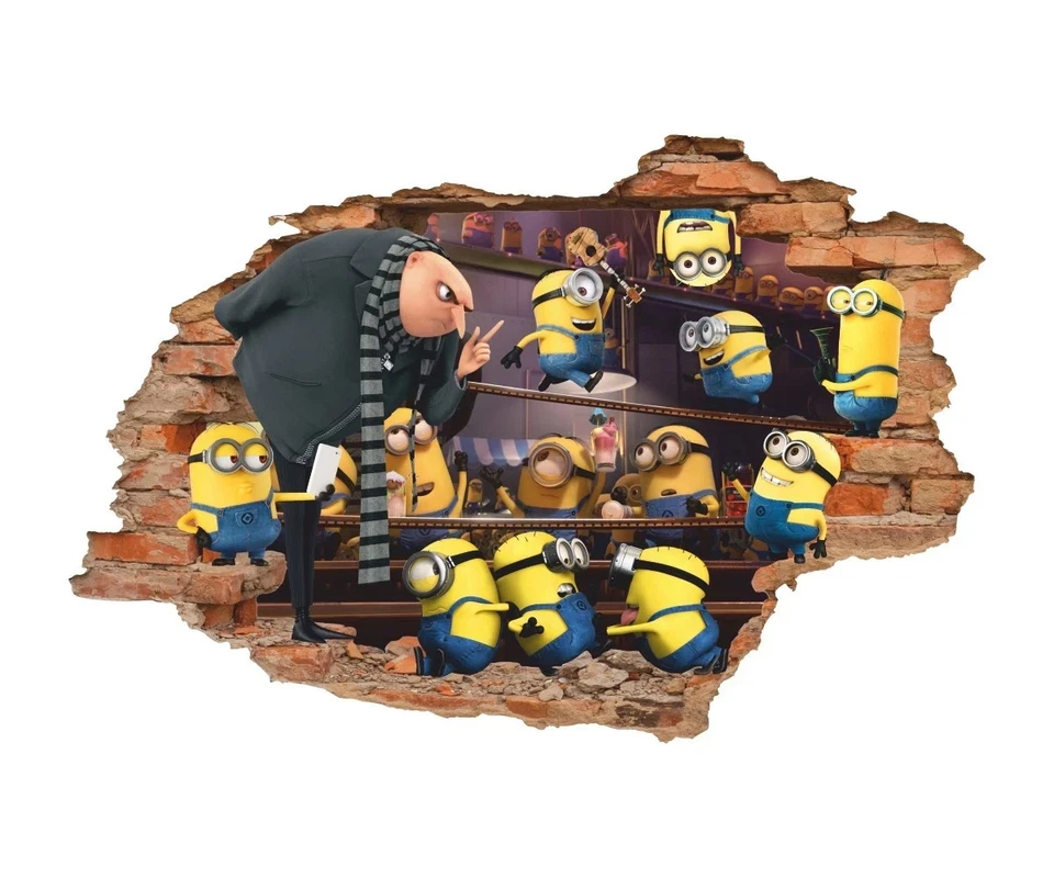 Minion 3D настенная наклейка, мультфильм настенная наклейка, съемная виниловая наклейка - Изображение 2 из 3