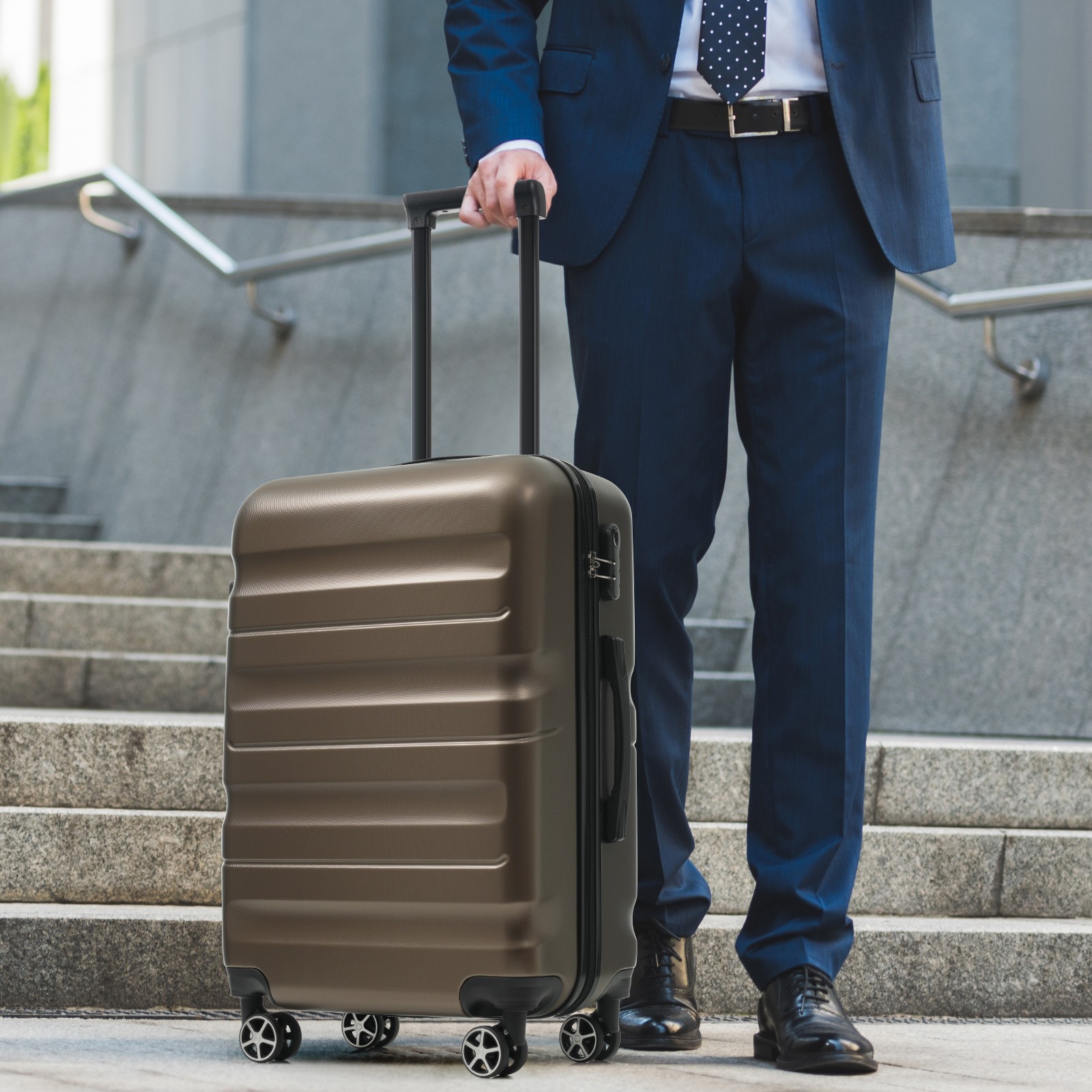 28 Inch ABS Hardside Luggage Hardshell Suitcase Spinner Wheel Lightweight Brown