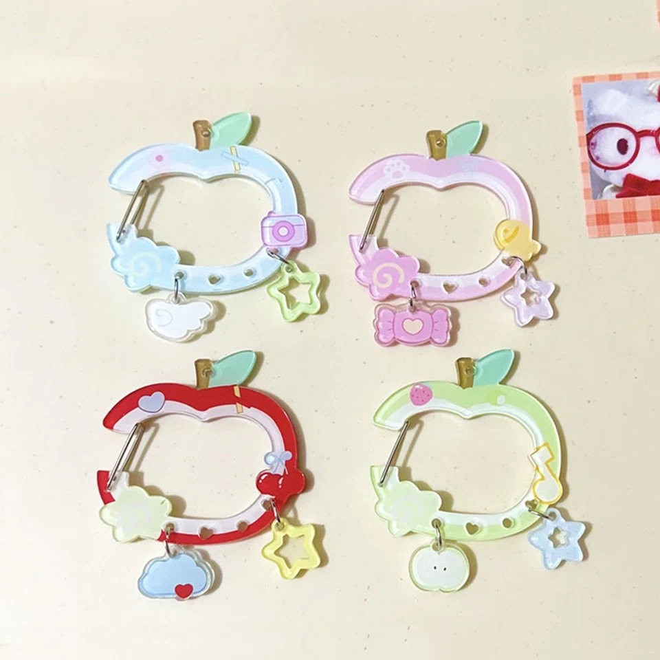 Chaveiro mosquetão acrílico design Apple para decoração de mochila com zíper bolsa - Imagem 2 de 4