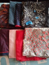 Lot of 8 Silk Pocket Square Handkerchief Italy Vintage