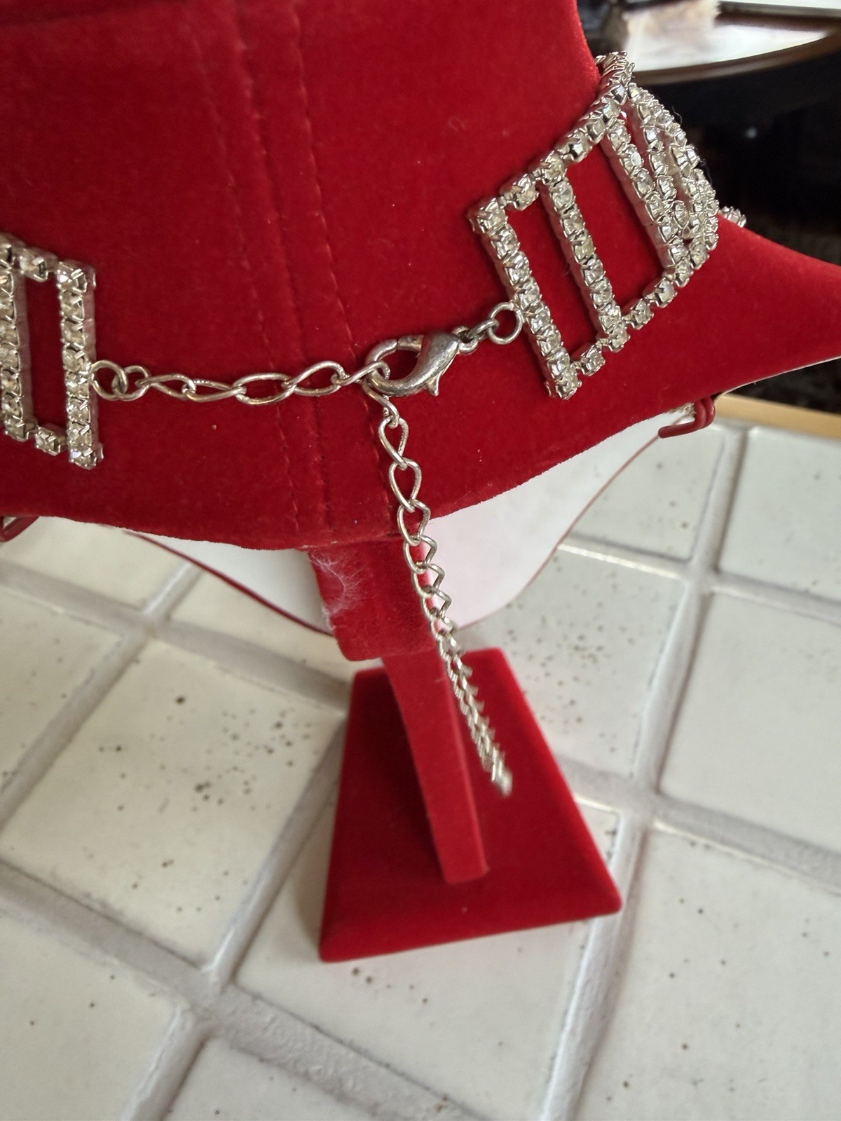 Rhinestone Bib Statement Necklace Featuring A Dan… - image 3