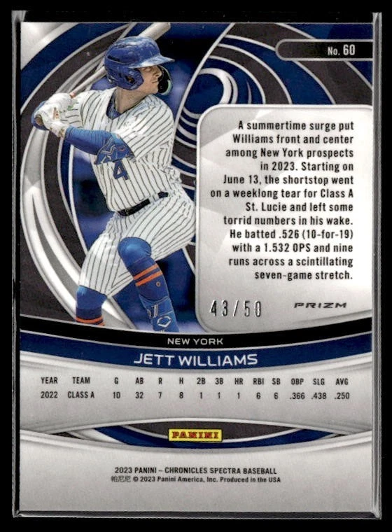 L52,173 - 2023 Panini Chronicles Spectra Hyper #60 Jett Williams /50 - Image 2 of 2