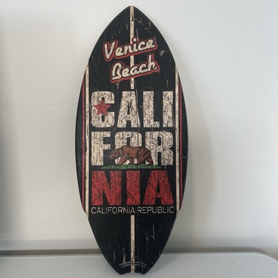Venice Beach California Mini Wood Surfboard Decoration Sun Surf & Sand 20''