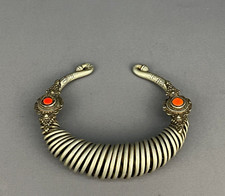 Antique Silver Spiral Tribal Torque Choker Nuristan Afghanistan (J)