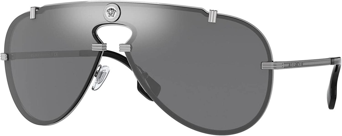 Versace Unisex Silver/Black Sunglasses | Blue Gradient Lenses | Like New Amazon.com: Versace VE 4437U GB1/T3 Black Plastic Square  main image 3