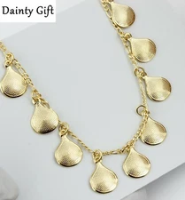 Women / Girl Gold Filled Dangle Water Drop Dots Chain Anklet Foot Bracelet 9.5"